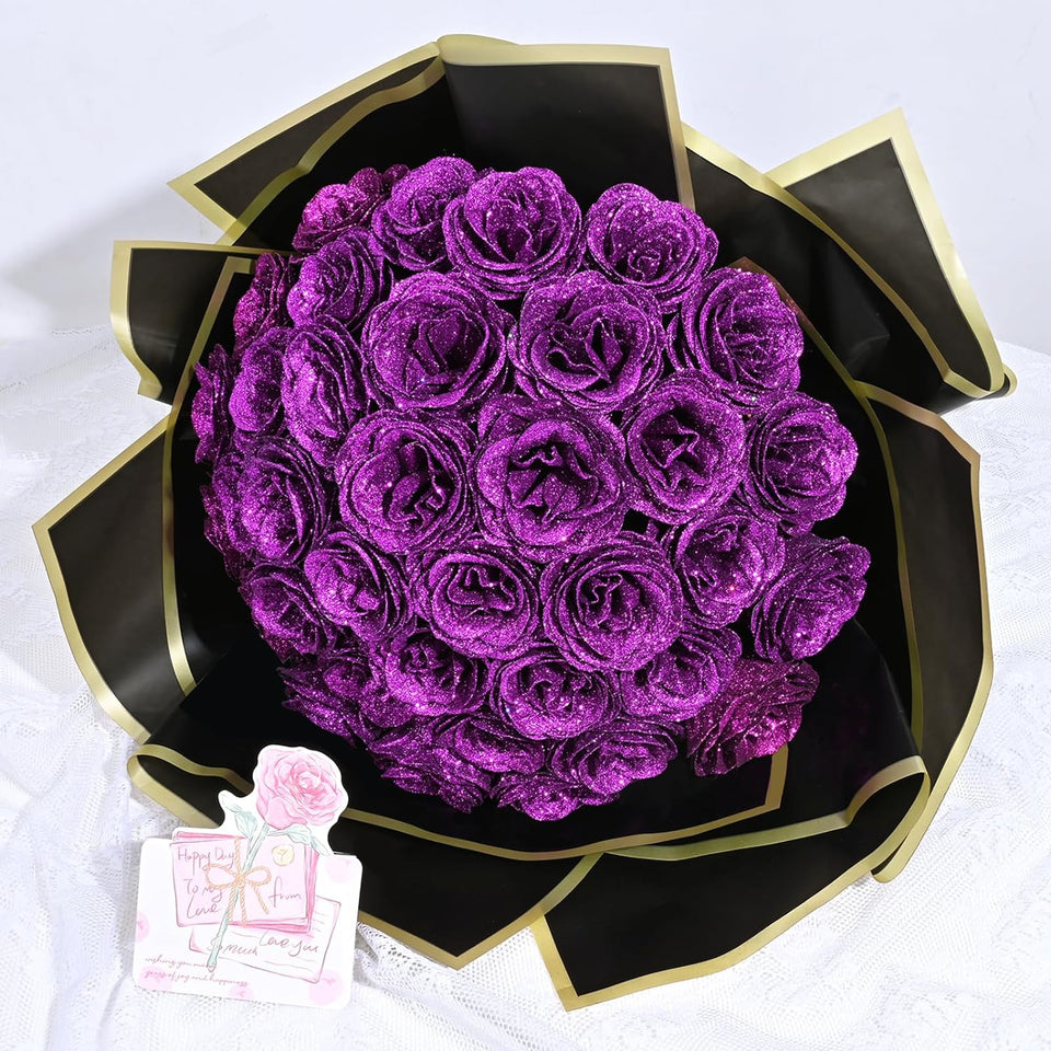 💕Glittering Everlasting Rose Bouquet – Gift for Anniversaries & Milestones