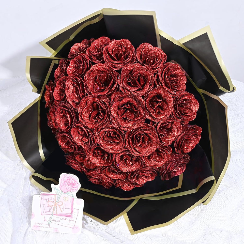 💕Glittering Everlasting Rose Bouquet – Gift for Anniversaries & Milestones