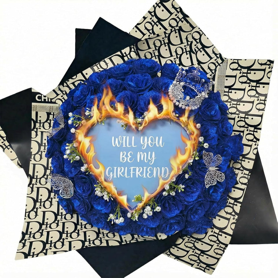Blue Burn Away Glitter Roses Bouquet