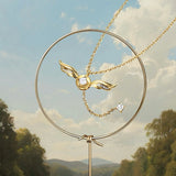 Golden Winged Sparkle Lariat Necklace