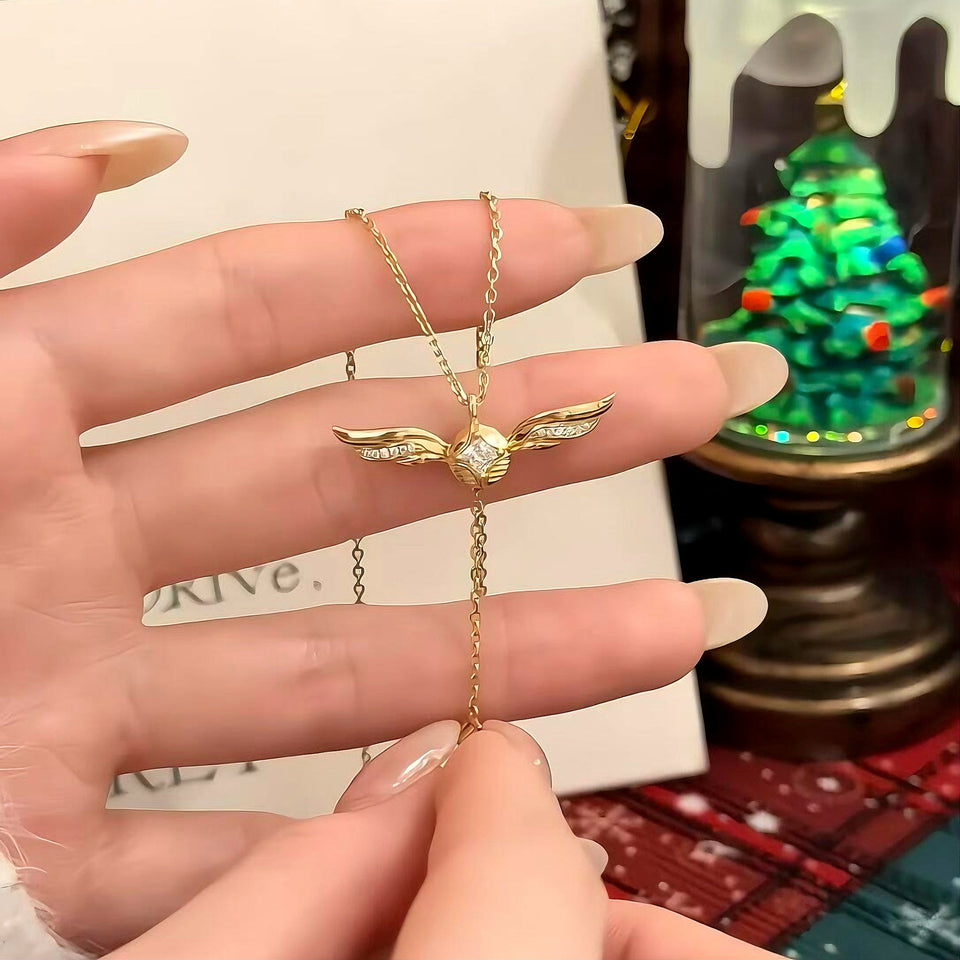 Golden Winged Sparkle Lariat Necklace