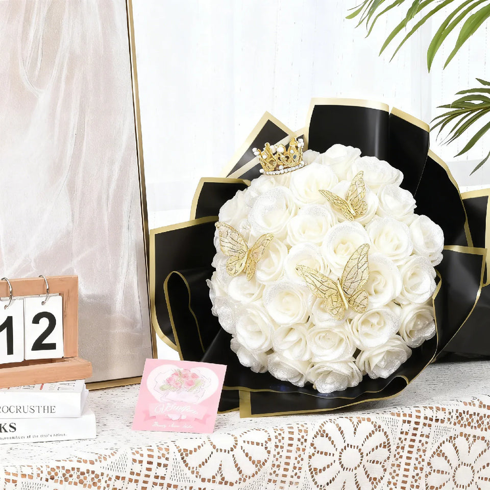 💕Glittering Everlasting Rose Bouquet – Gift for Anniversaries & Milestones