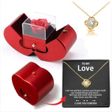 preserved rose jewelry box and engraced necklace 