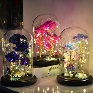 Exclusive Triple Crystal Rose in LED Glass Dome -   