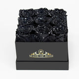 Luxury Black Sparkling Roses In Box - Madeofrose