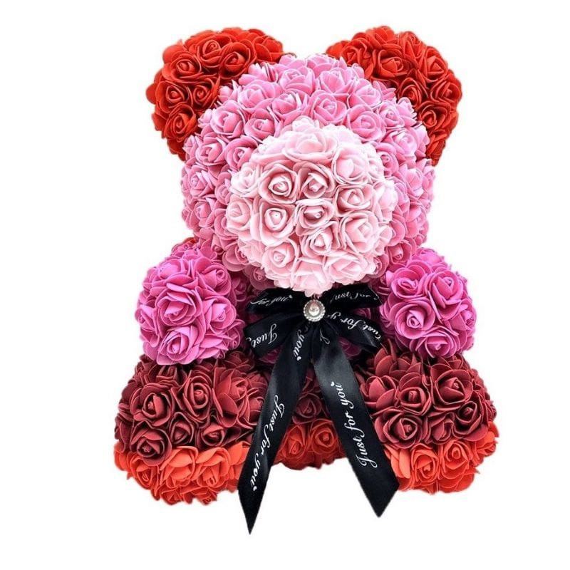 Exclusive Rainbow Rose Bear -  Red and Pink