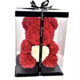 Luxury Rose Bear With Gift Box -  Red