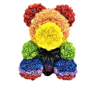 Exclusive Rainbow Rose Bear -  Rainbow-Heart