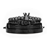 Luxury Bracelet Set With Crown - Black