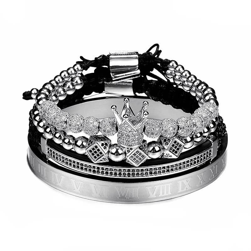 Bracelet Set With Crown - Silver