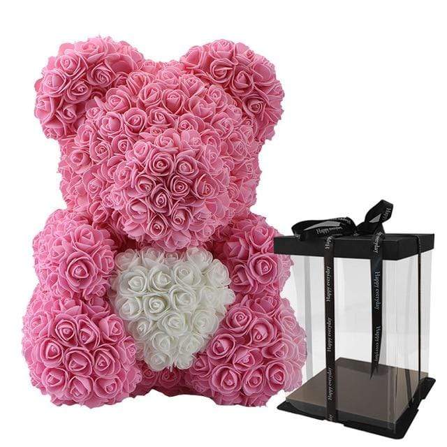 Luxury Rose Bear With Gift Box -  Pink