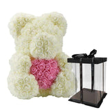 Luxury Rose Bear With Gift Box -  Cream-Pink-Heart-16-40cm