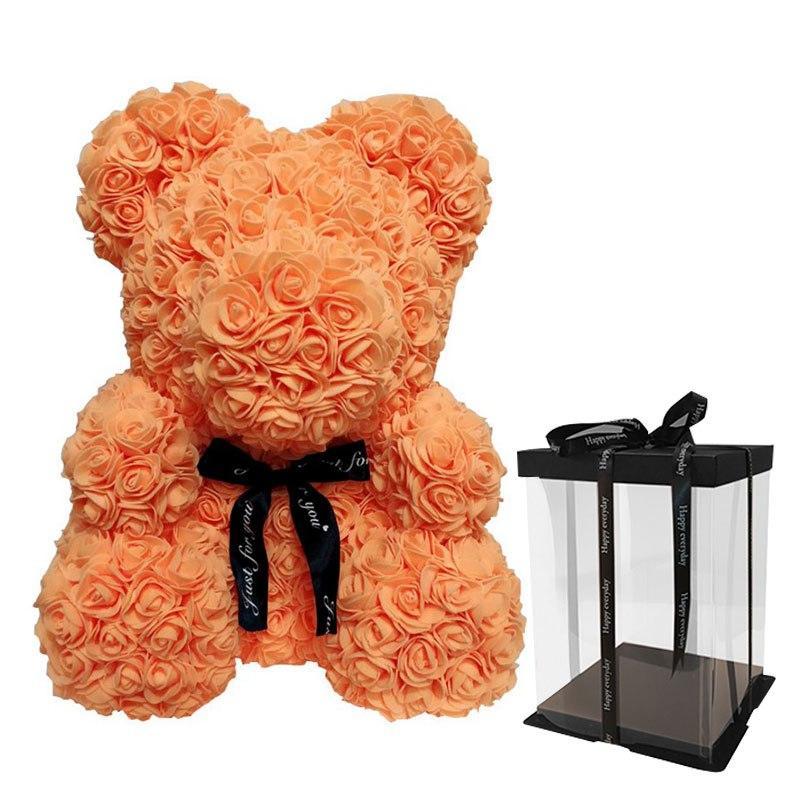 Luxury Rose Bear With Gift Box -  Orange-16-40cm