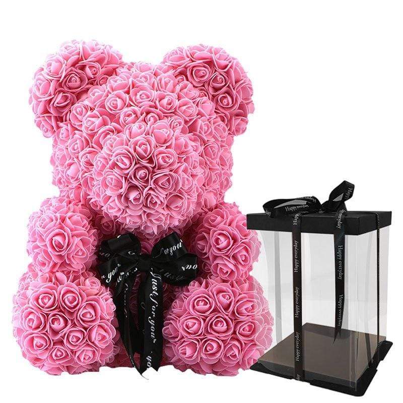 Luxury Rose Bear With Gift Box -  Pink-16-40cm