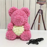 Luxury Rose Bear With Heart - Madeofrose 15-40cm-Pink-White