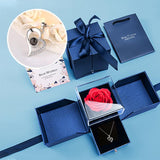 Jewelry Rose Box -  Blue-Box-With-Silver-Necklace