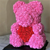 Luxury Rose Bear With Heart - Madeofrose 15-40cm-Pink-Red