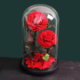 Two Preserved Natural Roses In Glass