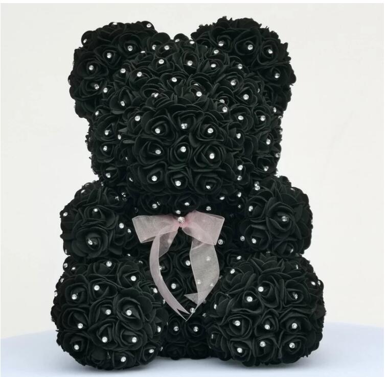Diamond Exclusive Rose Bear -  Black-10-Inch-25-Cm