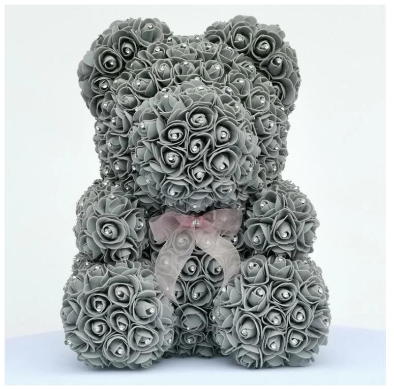 Diamond Exclusive Rose Bear -  Gray-10-Inch-25-Cm