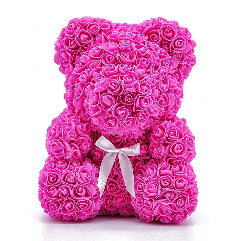 pink rose bear on white background